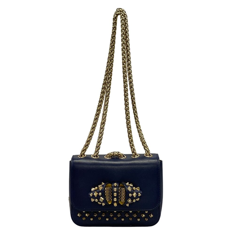 Christian Louboutin Eat Charity Studs Shoulder Bag Purple Navy